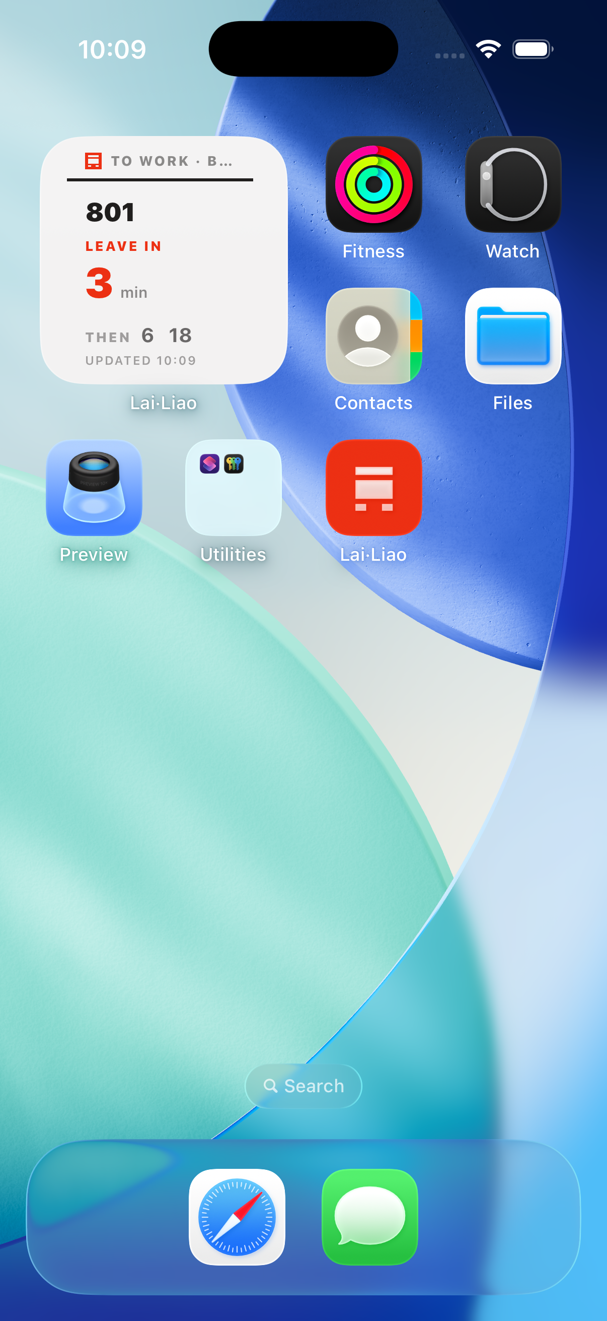 Small Lai Liao iOS Home Screen widget showing when to leave